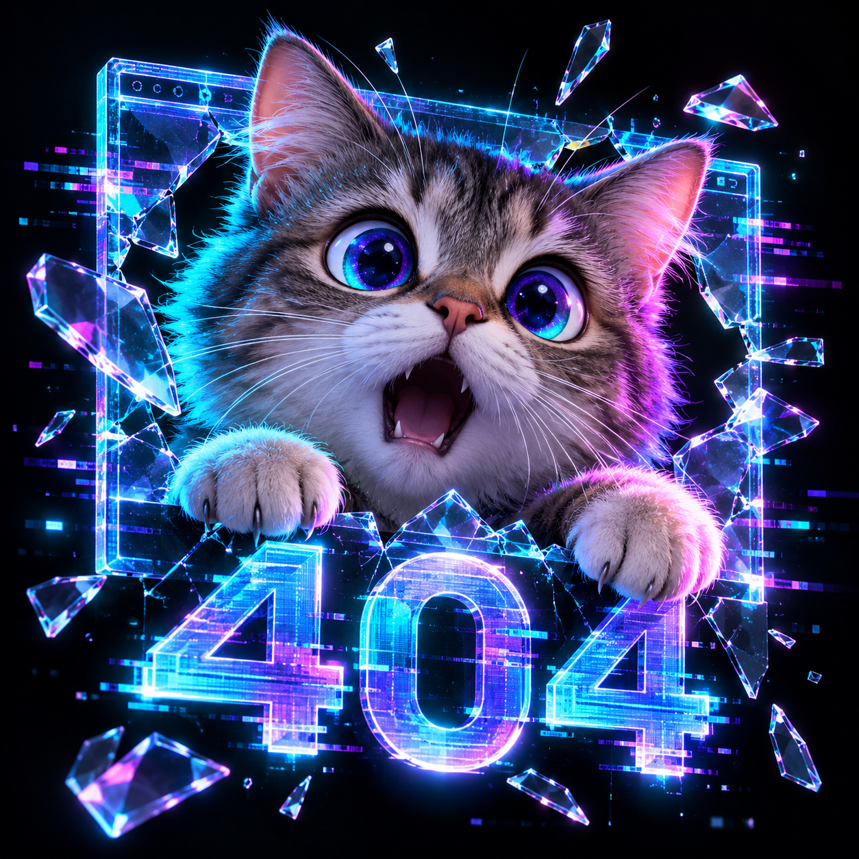 404 Cat AI original meme artwork